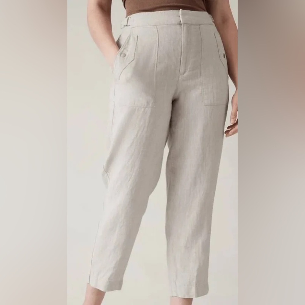 Athleta Women’s Voyager Linen Ankle Pants Elastic Waist Sz 16 Casual Relax Fit